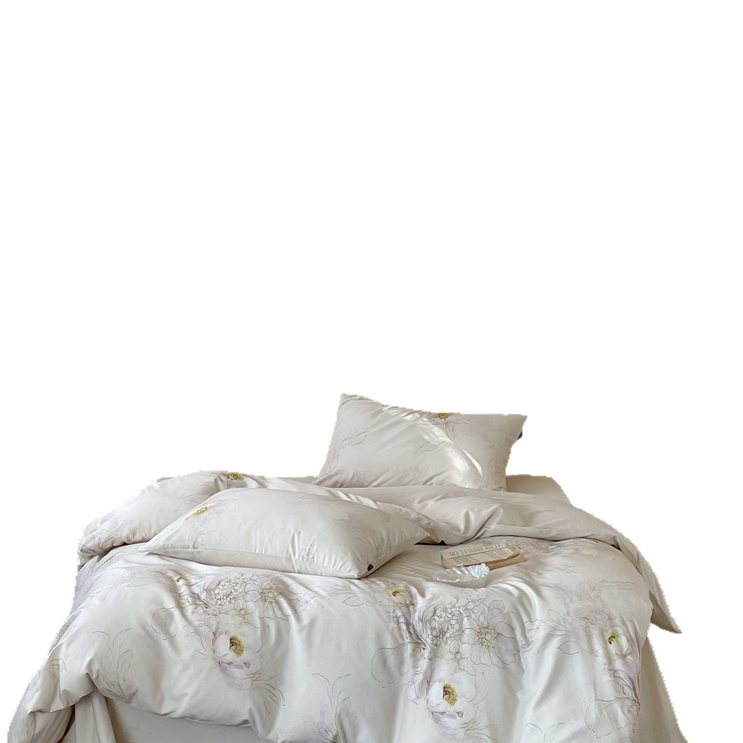 Luxuriöses Baumwollsatin-Bettbezug-Set mit floralem Vintage-Muster und Kissenbezügen
