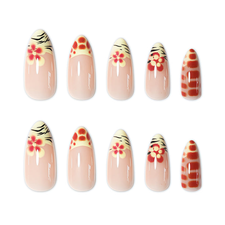 Floral French Tip Nail Art Extensions Karnz
