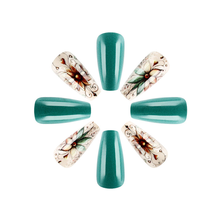 Künstlerisches floral Press-On Nagelset Karnz 1787542921