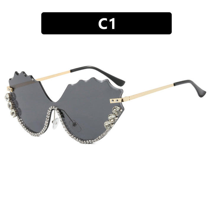 Damen extravagante Sonnenbrille mit glitzerndem Akzent und einzigartigem Design Karnz