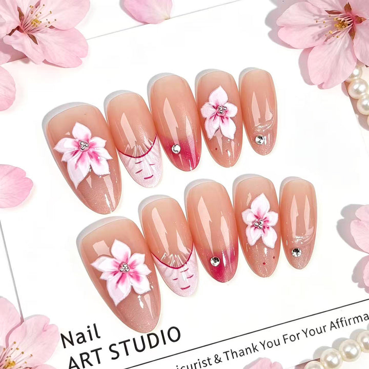 Blumen-Design Druck-On Nagel Kollektion