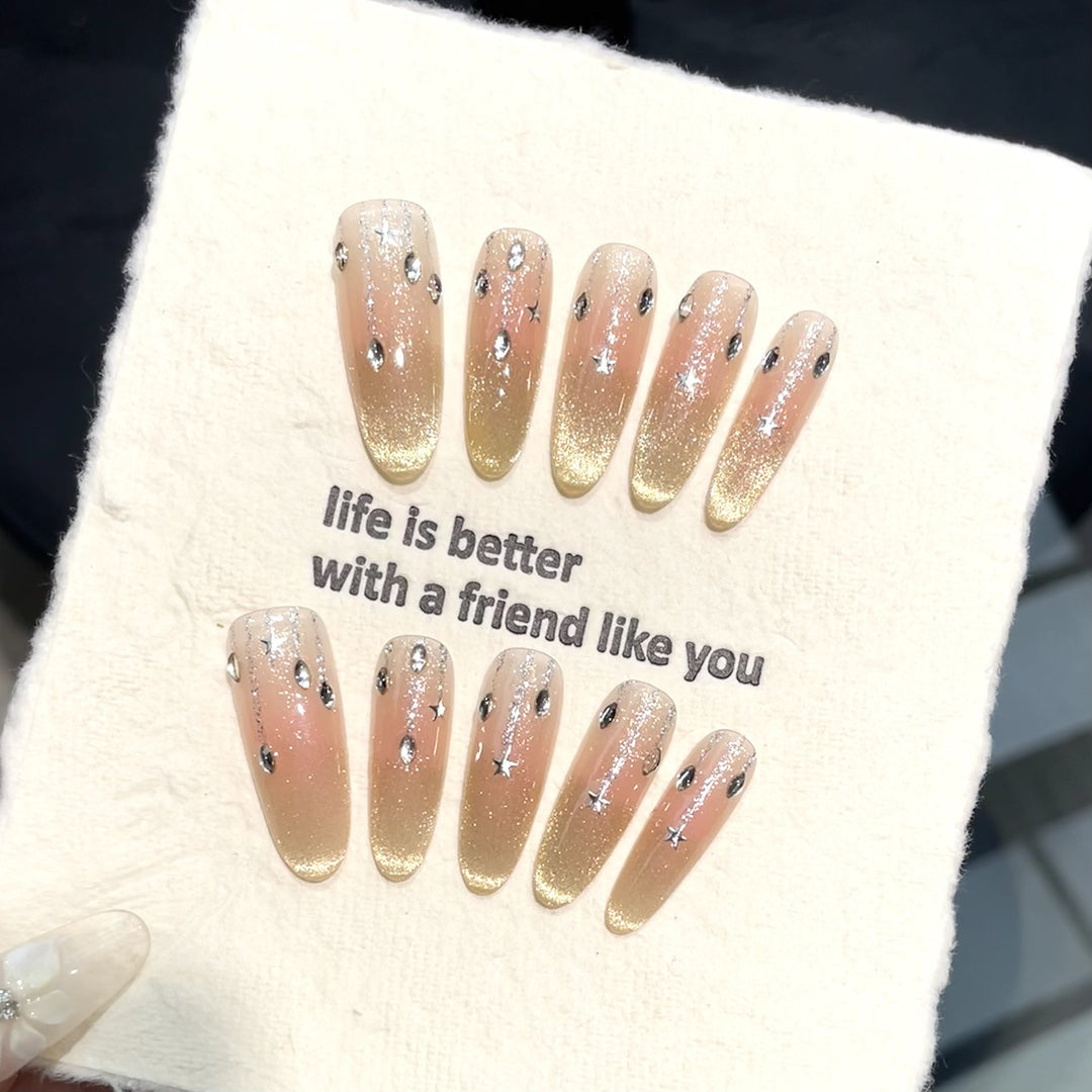 Glitzerndes Press-On Nagelkunst-Set mit Strassakzenten