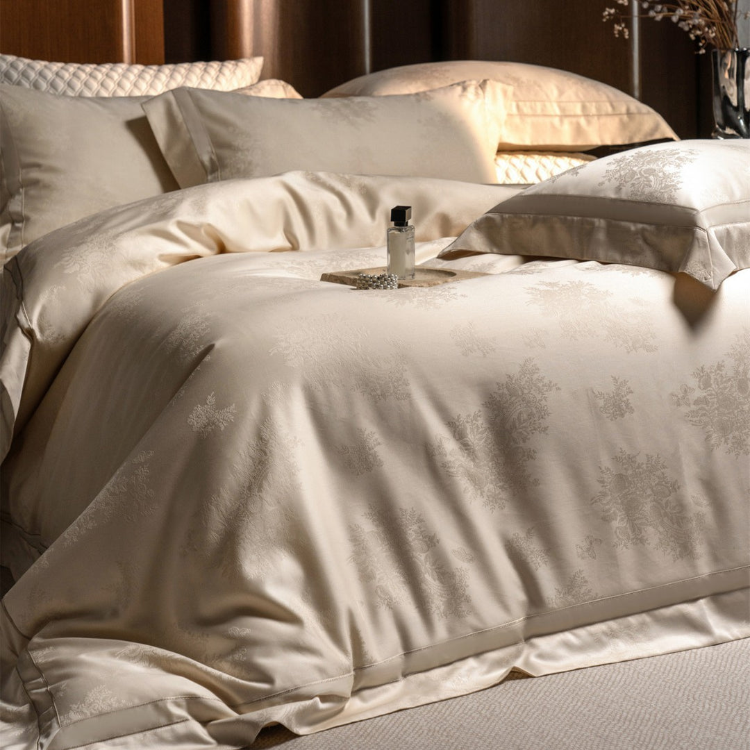 Luxus Damask Jacquard Satingewebe Bettwäsche Set mit Hotelstil Saum