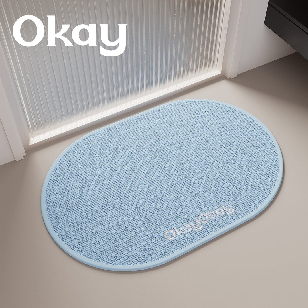 Non-Slip Oval Entrance Door Mat with Absorbent Loop Pile