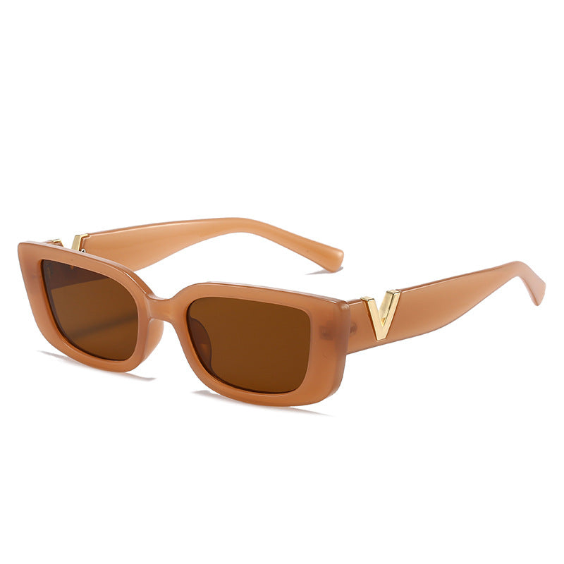 Damen modische quadratische Sonnenbrille mit luxuriösem Rahmen und goldenen Akzenten Karnz