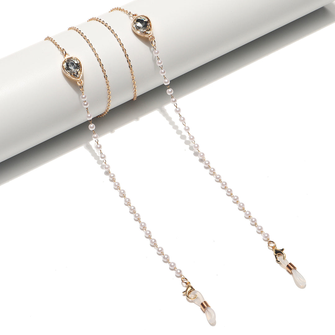 Elegante Perlen- und Kristall-Brillen Kette Karnz