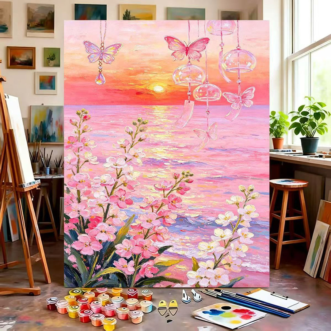 Träumerisches Florales Leinwandmalset Karnz
