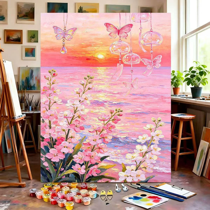 Träumerisches Florales Leinwandmalset Karnz