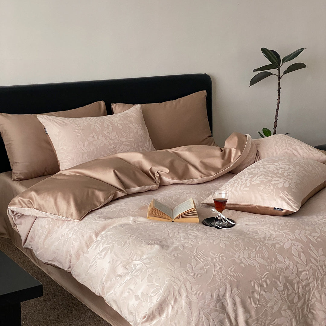 Luxus Jacquard Baumwolle Bettbezugset mit Satin Kissenbezügen
