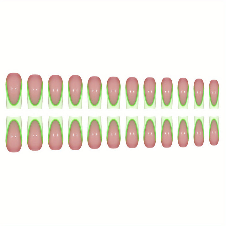 Neon French Tip Press-On Nägel Karnz
