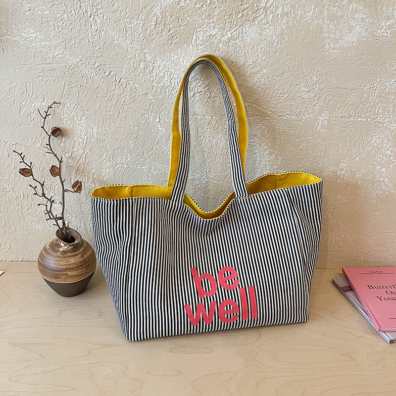 Gestreifte Canvas-Tote-Tasche
