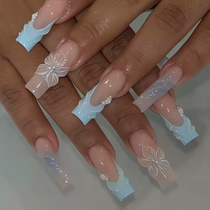 3D Floral Decorative Press-On Nail Art Karnz