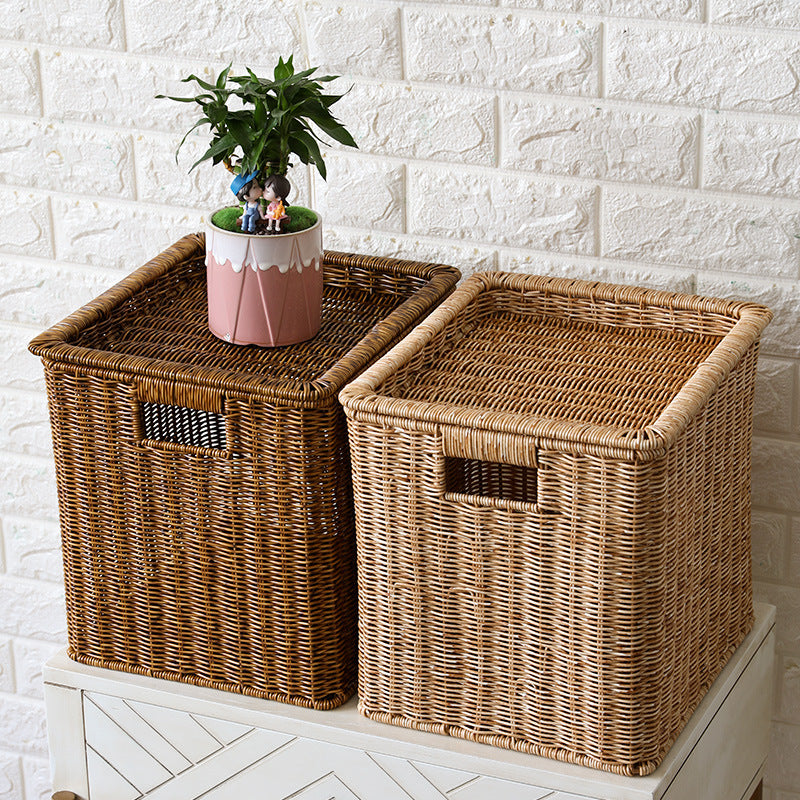 Unisex Rechteckiger Aufbewahrungskorb aus geflochtenem Rattan Karnz
