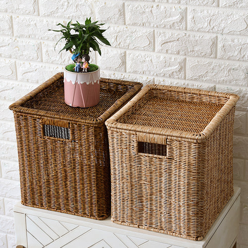 Unisex Rechteckiger Aufbewahrungskorb aus geflochtenem Rattan Karnz