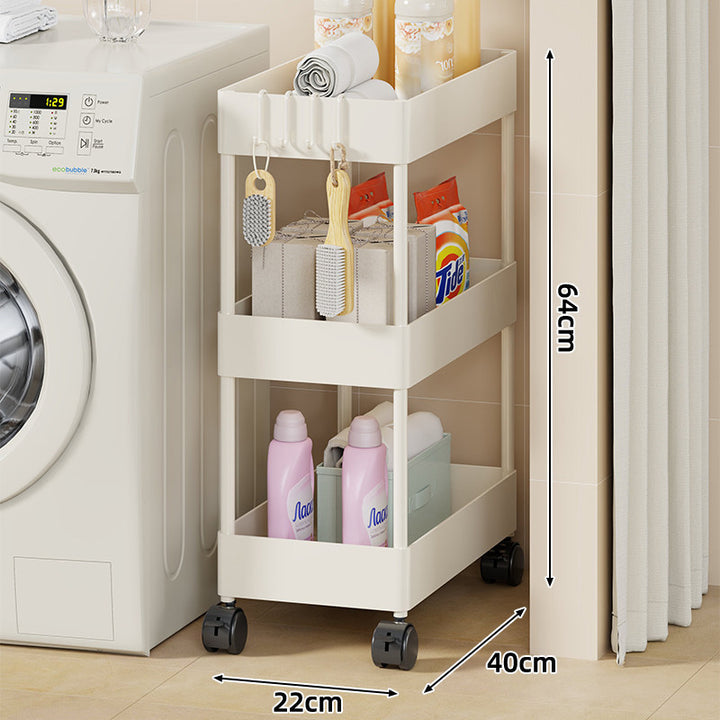 Slim Four-Tier Rolling Laundry und Badezimmer Aufbewahrungswagen mit tiefen Tablettkörben und verriegelbaren Drehrollen