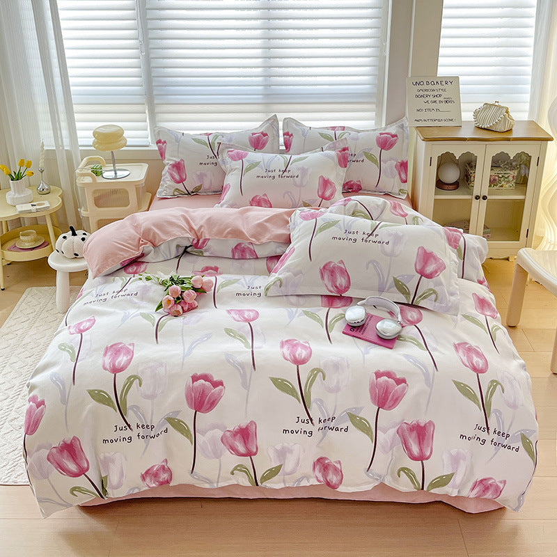 Verspieltes Blumenmuster Bettwäsche Set