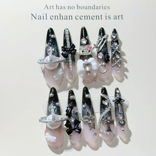 Gothic-inspirierte dekorative Press-On-Nagel-Set