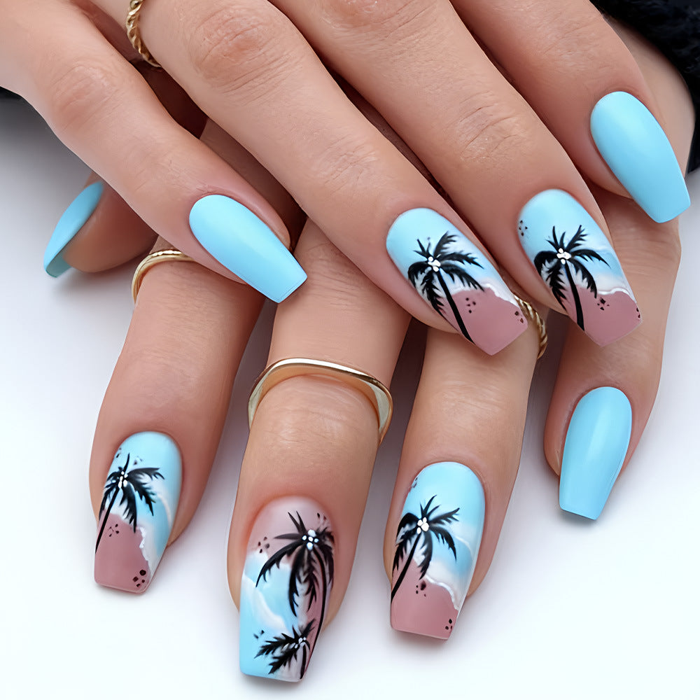 Künstlerische Tropische Insel Press-On Nagelkunst Karnz