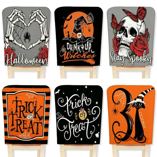 Stretch-Stuhlhusse für Esszimmerstühle mit Halloween-Hexenprint