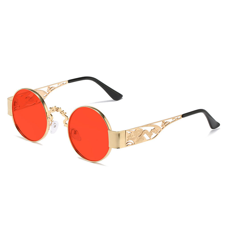 Damen künstlerische runde Sonnenbrille mit elegantem filigranen Rahmen Karnz