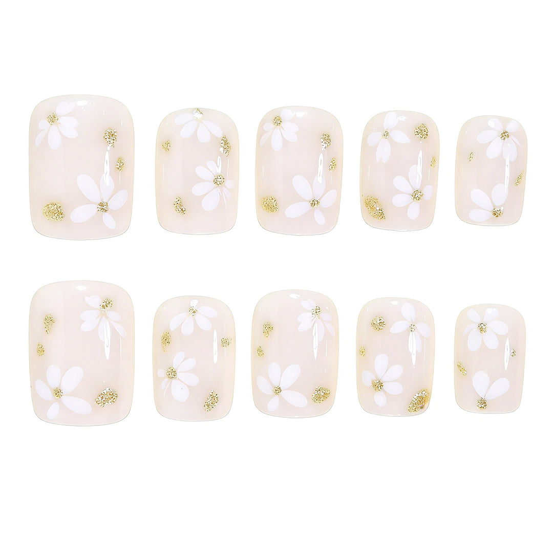 Elegante Blumenmuster Press-On Nagelkunst Karnz