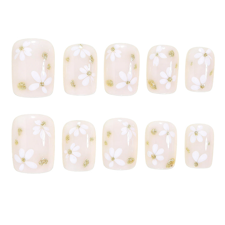 Elegante Blumenmuster Press-On Nagelkunst Karnz