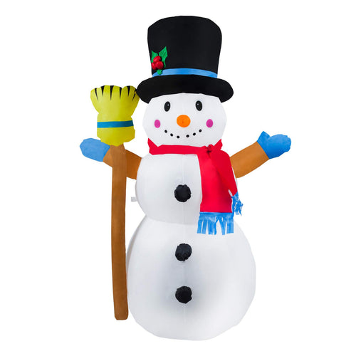Aufblasbarer Schneemann mit Hut und Besen
