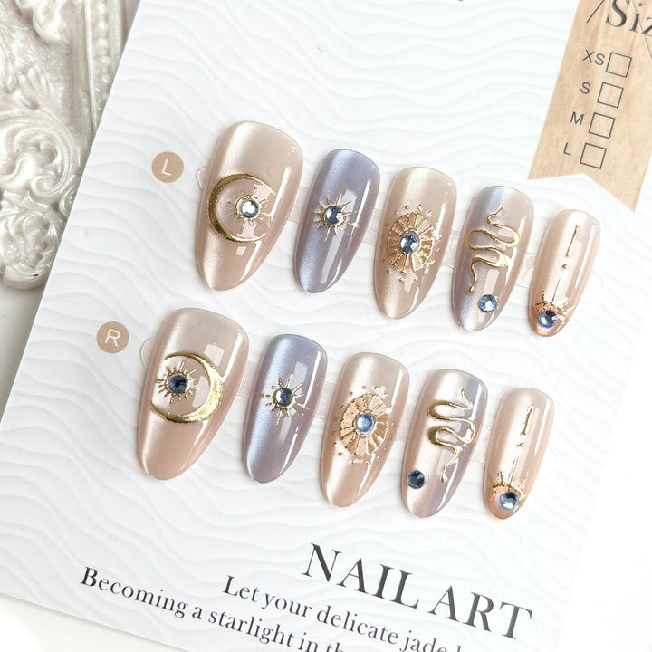 Glamouröse Metallic-Press-On-Nagel-Set