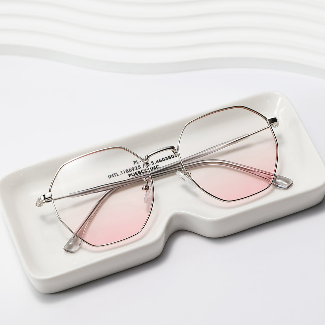 Damen modische achteckige Sonnenbrille mit trendigem Metallrahmen Karnz