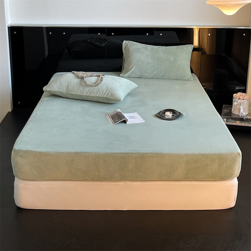 Samtvelours-Spannbettlaken mit extra tiefem Bund und elastischem Rundumgummi