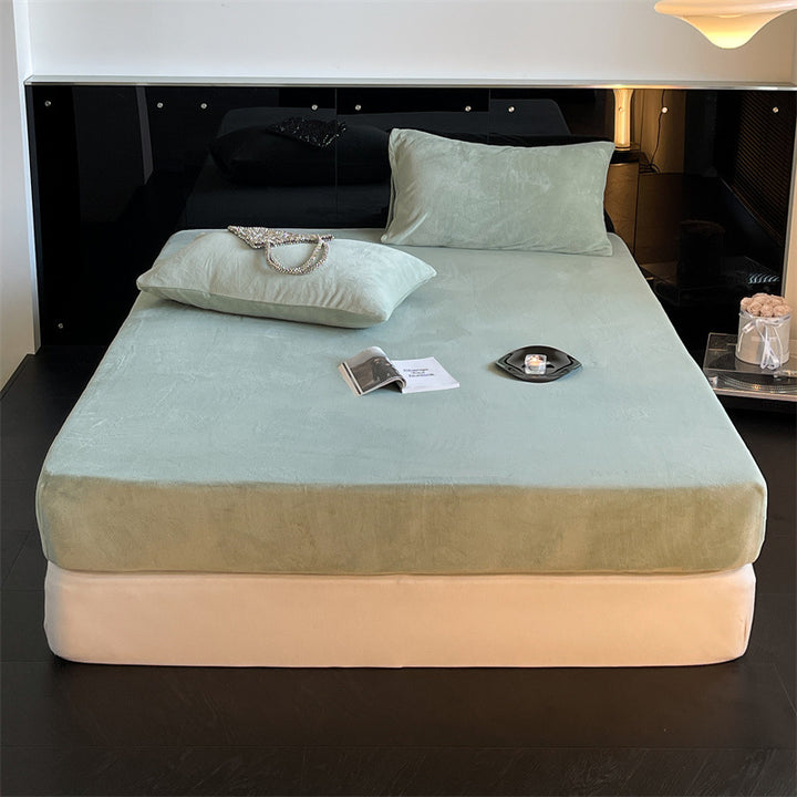 Samtvelours-Spannbettlaken mit extra tiefem Bund und elastischem Rundumgummi