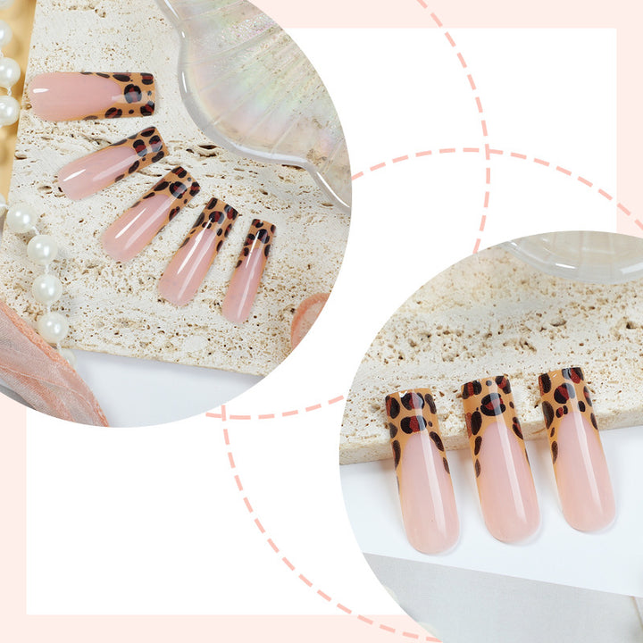 Stilvolles Press-On-Nagelset mit modernem Leopardenmuster-Design Karnz
