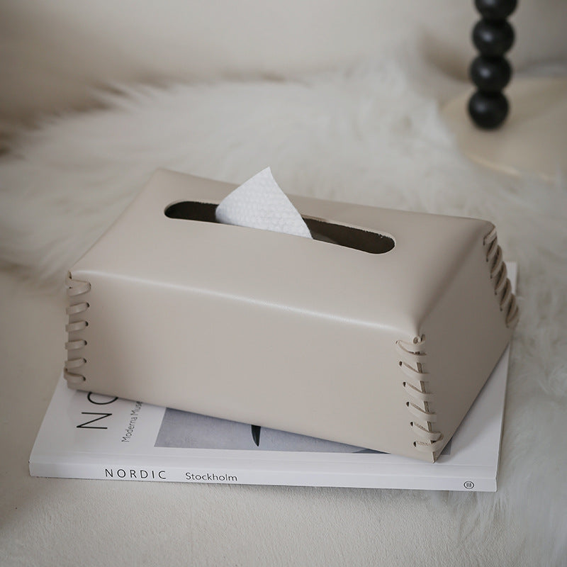 VédaLuxe Leder Taschentuchbox – handgefertigte Eleganz aus gewebtem Leder | Karnz