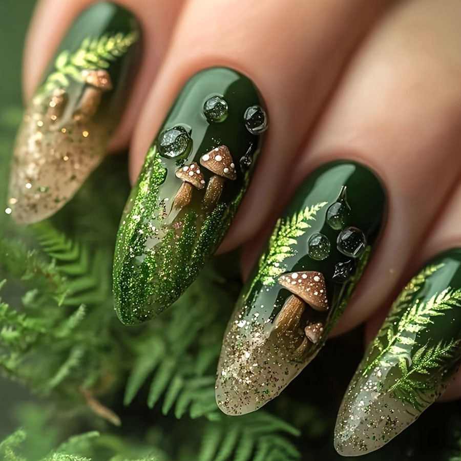 Kunstnagelset mit glamourösem Moos-Design Karnz