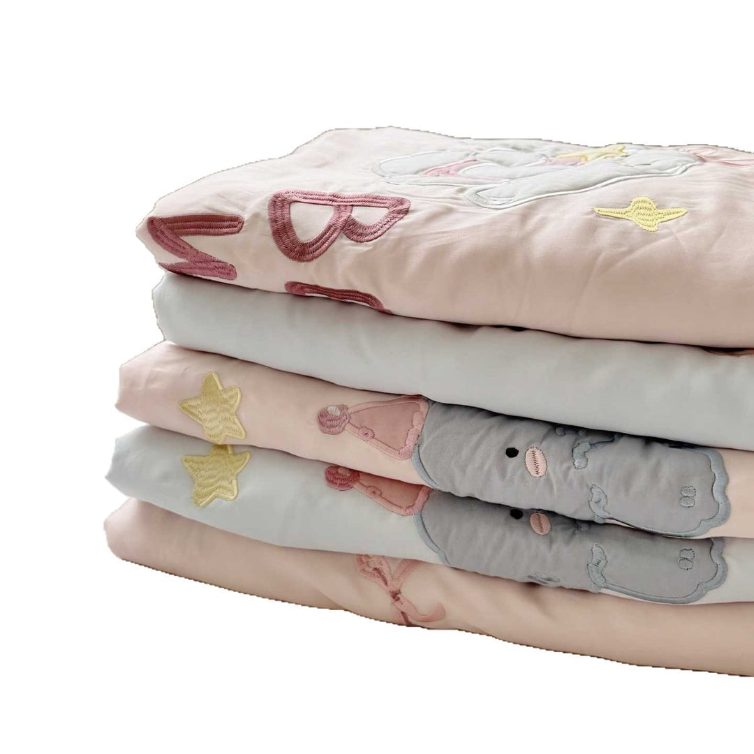 Kinder Satin Kleinkind Bettwäsche & Kissenbezug Set mit besticktem Tierapplikation