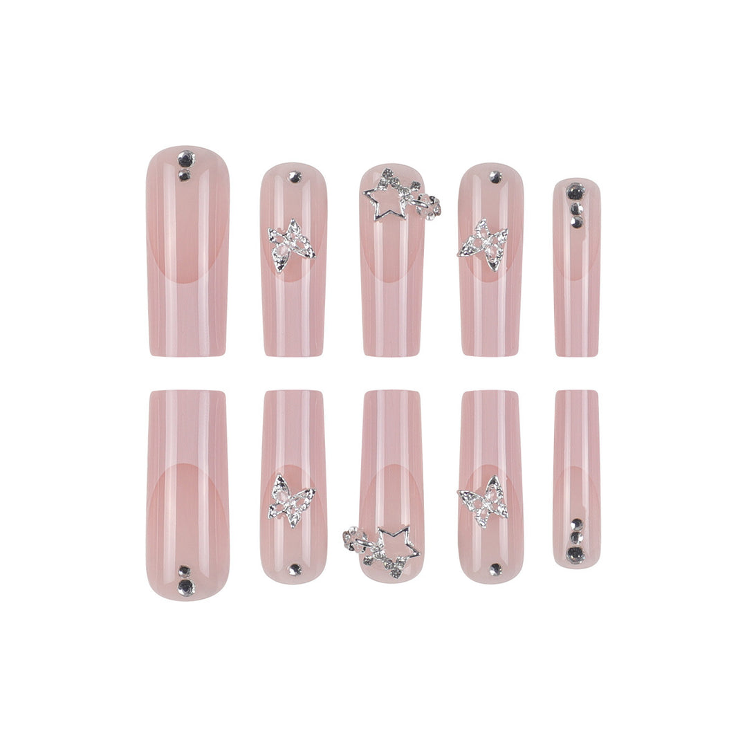 Glamouröses Lang Quadrat Nagel Kunst Set Karnz