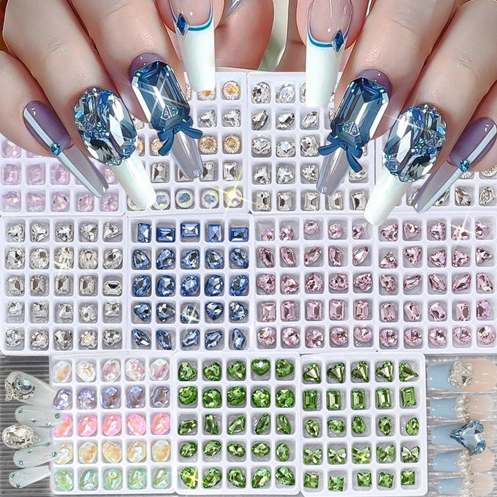 Dekoratives Harz Nagelkunst Edelstein Set