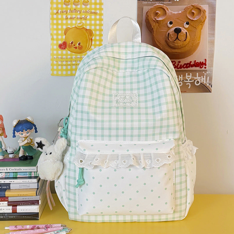 Stylische Gingham-Print Freizeit Rucksack Karnz