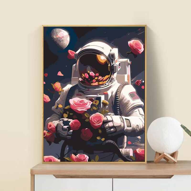 Astronaut Blumen Kunst Druck Karnz