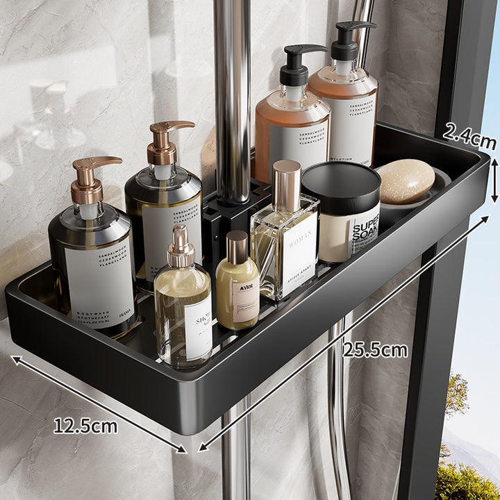 Schlanke Edelstahl-Duschregal-Organizer mit integriertem Handtuchhalter
