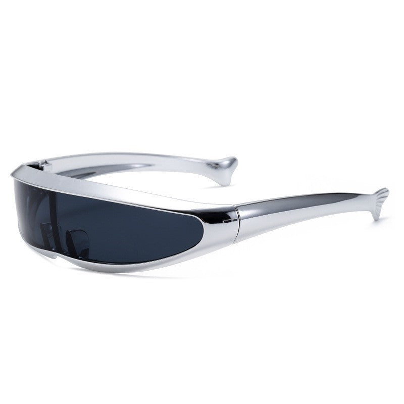 Damen Futuristische Designer-Sonnenbrille mit stilvollem goldenen Rahmen Karnz