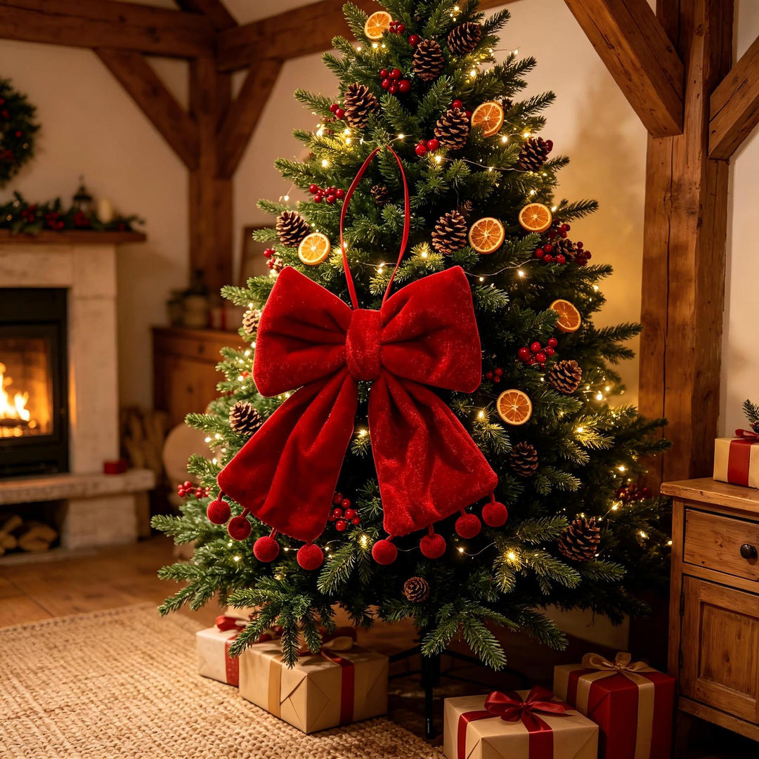 Dekorative Weihnachtskrawatte aus Samt