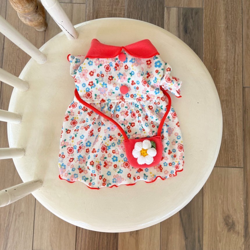 Baby Blumen Ripp Baumwollkleid mit Peter-Pan-Kragen