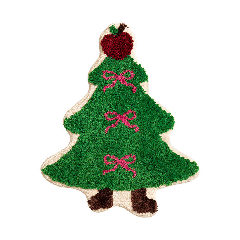 Weicher hochfloriger Weihnachtsteppich in Tannenbaumform
