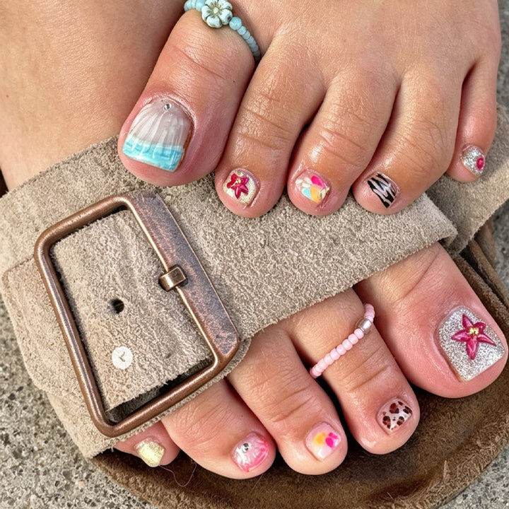 Kunstnagel Set mit verspielten Sommermotiven Karnz