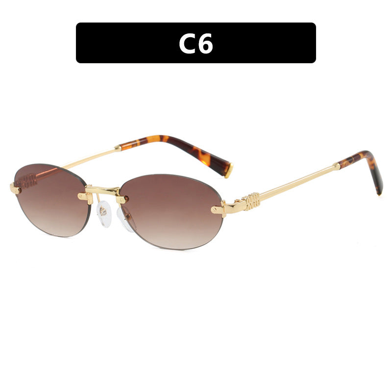 Damen modische Sonnenbrille mit ovalem Rahmen und edlen Akzenten Karnz