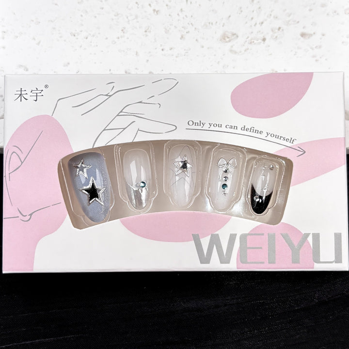 Premium Star-Beschmückte Press-On-Nagelset