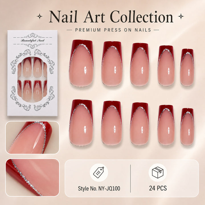 Premium Kunstnagel Set mit eleganter Verzierung Karnz