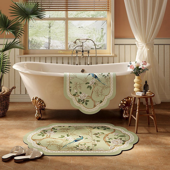 Blumenmuster Scalloped Badematte für das Badezimmer