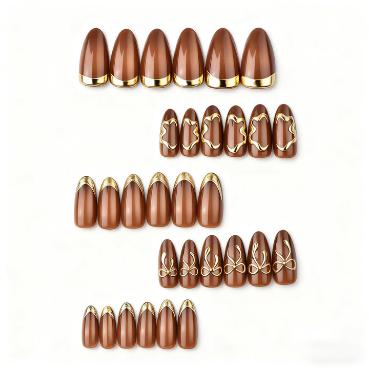 Dekorativer Metallic-Akzent Press-On-Nagelset